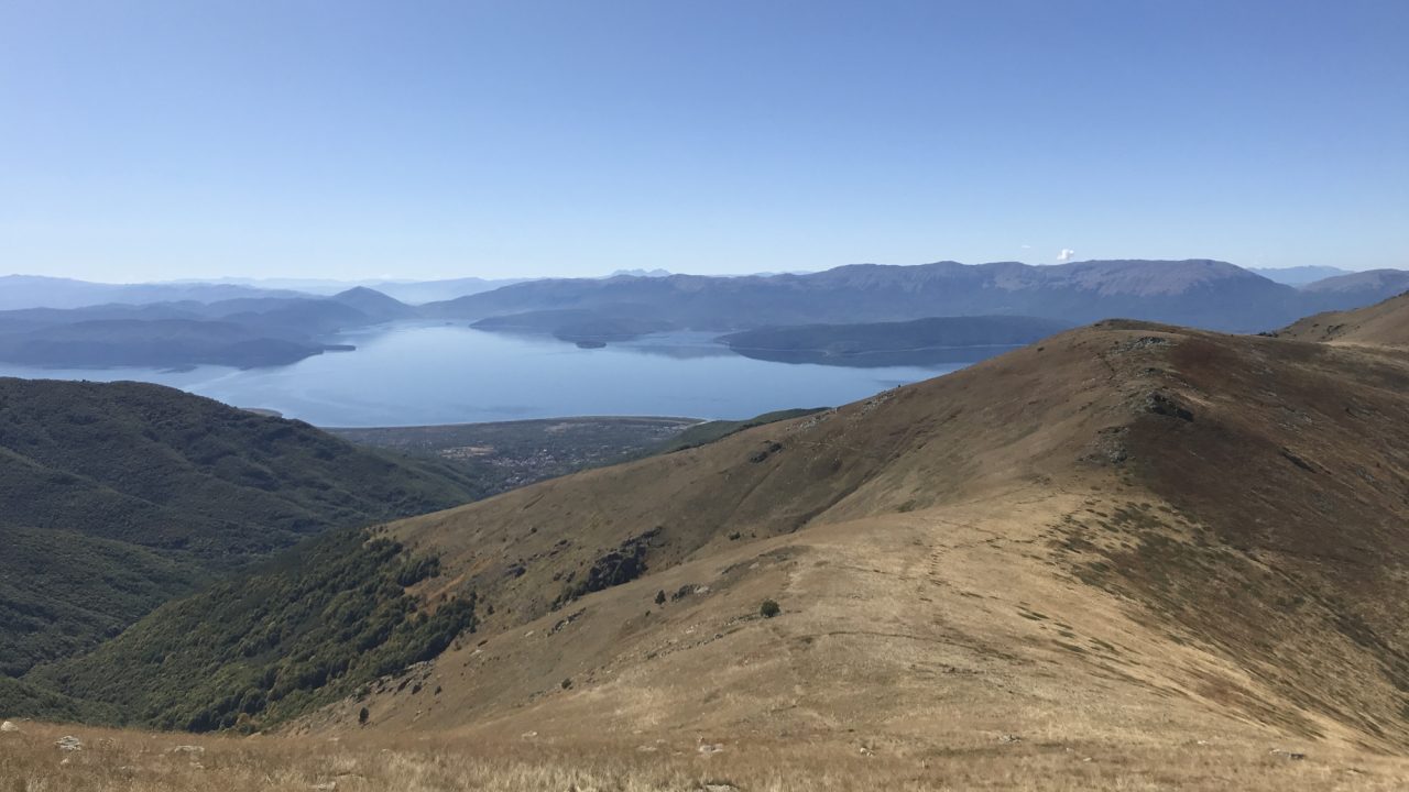 View over lake Prespa from Pellister National Park, North Macedonia