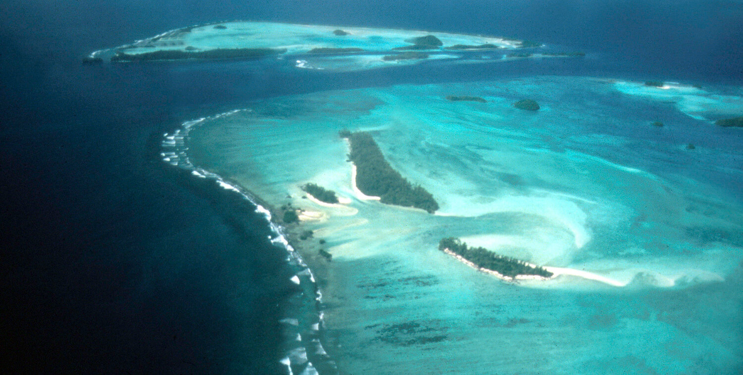Aerial view of island.