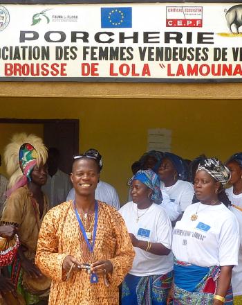 Inauguration of a community pigsty in Guinea, set up to compensate for losses on bushmeat trade