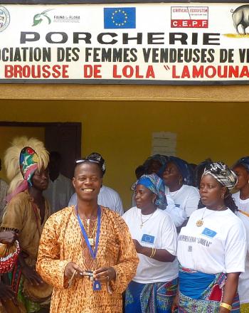 Inauguration of a community pigsty in Guinea, set up to compensate for losses on bushmeat trade
